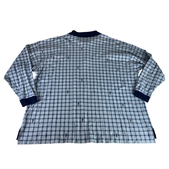 Siegfried Plaid Allover Golfer Print Polo Shirt Top Men Plus 4X Off White Black - Picture 3 of 4